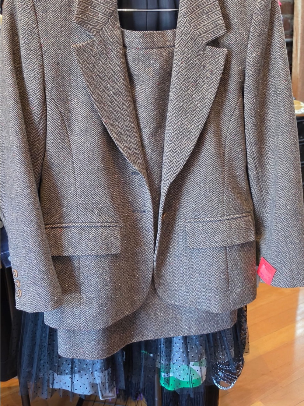 Pendleton Brown Herringbone Blazer and skirt set